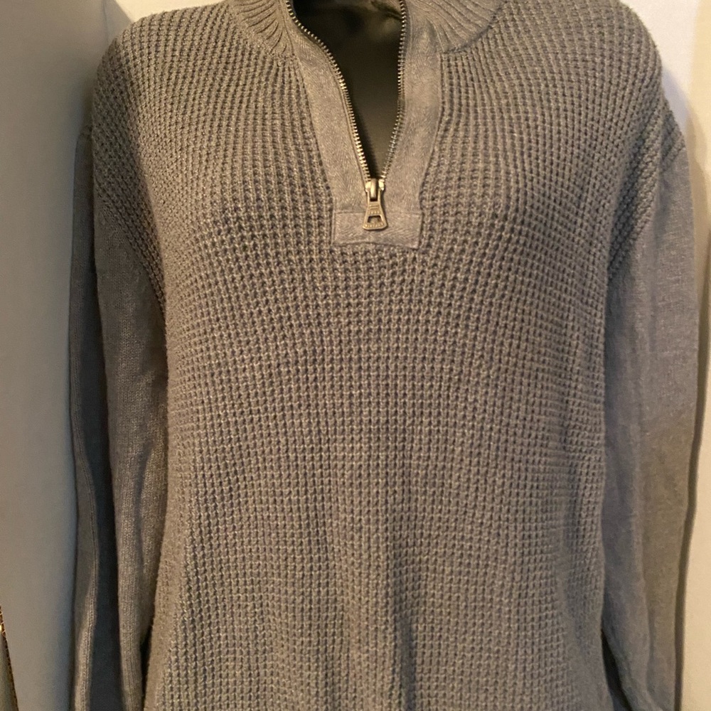 Weatherproof Men's Gray Half-Zip Waffle Knit Sweater